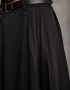 elsa.m by may Fustă Evazată Neagră din Vâscoză cu curea suplimentară cu cataramă Lowedina