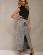 elsa.m by may Fustă Gri Denim Maxi cu curea Mullese
