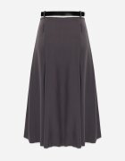 elsa.m by may Fustă Gri High Waist cu Pliuri Finisată cu Imitație Buzunare și Curea Evilenes