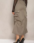 elsa.m by may Fustă încrețită Verde închis Midi Stil cargo Cu elastic în talie Gacieam