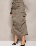 elsa.m by may Fustă încrețită Verde închis Midi Stil cargo Cu elastic în talie Gacieam