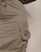 elsa.m by may Fustă încrețită Verde închis Midi Stil cargo Cu elastic în talie Gacieam