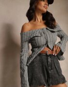 elsa.m by may Fustă Neagră Bombată Din denim de bumbac Cu curea Norisia