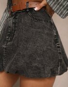 elsa.m by may Fustă Neagră Bombată Din denim de bumbac Cu curea Norisia