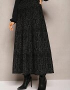 elsa.m by may Fustă Neagră Evazată Tricotată Maxi din Viscoză Nich