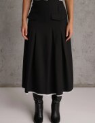 elsa.m by may Fustă Neagră High Waist cu pliuri Finisată cu imitație de buzunare și curea Evilenes
