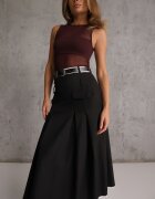 elsa.m by may Fustă Neagră High Waist cu pliuri Finisată cu imitație de buzunare și curea Evilenes