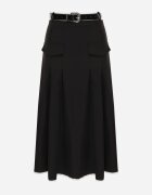 elsa.m by may Fustă Neagră High Waist cu pliuri Finisată cu imitație de buzunare și curea Evilenes