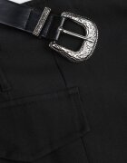 elsa.m by may Fustă Neagră High Waist cu pliuri Finisată cu imitație de buzunare și curea Evilenes