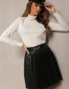 elsa.m by may Fustă Neagră Plisată Mini din imitație de piele Eshin