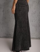 elsa.m by may Fustă Neagră Sirenă din Bumbac Denim High Waist cu Centură Appala