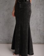 elsa.m by may Fustă Neagră Sirenă din Bumbac Denim High Waist cu Centură Appala