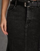 elsa.m by may Fustă Neagră Sirenă din Bumbac Denim High Waist cu Centură Appala