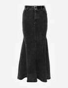 elsa.m by may Fustă Neagră Sirenă din Bumbac Denim High Waist cu Centură Appala