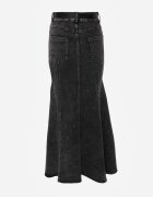 elsa.m by may Fustă Neagră Sirenă din Bumbac Denim High Waist cu Centură Appala