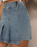 elsa.m by may Fustă-Pantaloni scurți Albastre Plisate Din denim Din bumbac Firvesia