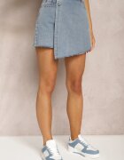elsa.m by may Fustă-pantaloni scurți Albastru închis din denim cu pliu asimetric Pantaloni scurți Moongela