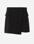 elsa.m by may Fustă-Pantaloni scurți Asimetrice Negre cu Bumbac și Imitație de Buzunare Tinabel
