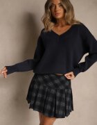 elsa.m by may Fustă-Pantaloni scurți bleumarin cu Viscoză cu Croială Cloș în carouri Temirelis