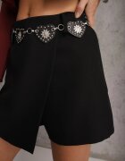 elsa.m by may Fustă-Pantaloni scurți Negre cu Inimi Metalice la Lanț Meztila