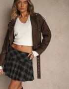 elsa.m by may Fustă-Pantaloni scurți Negre cu Viscoză croi Evazat în carouri Temirelis