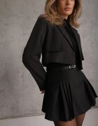 elsa.m by may Fustă-Pantaloni scurți Negre Evazate Plisate Talie înaltă cu curea Bastorea