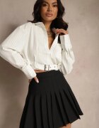 elsa.m by may Fustă-Pantaloni scurți Negre Plisate cu Viscoză cu Talie Înaltă Annorys