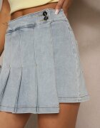 elsa.m by may Fustă-pantaloni scurți Plisate Din denim Albastru deschis Din bumbac Firvesia