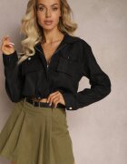 elsa.m by may Fustă-pantaloni scurți verde de blugi cu curea din imitație de piele Violora