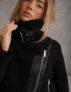 elsa.m by may Geacă neagră Biker din imitație de piele întoarsă și blană artificială Jassan