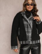 elsa.m by may Geacă Negră Oversize cu blană de miel Lesova