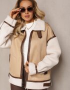 elsa.m by may Geacă pilot Bej cu blană artificială de miel Phaerehe