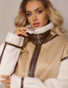 elsa.m by may Geacă pilot Bej cu blană artificială de miel Phaerehe
