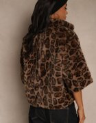 elsa.m by may Geacă trapezoidală din blană cu imprimeu leopard cu mâneci 3/4 Tadeva