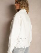 elsa.m by may Jachetă Albă Ajurată cu Croială Tip Cămașă cu Buzunare Leniera