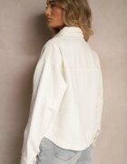 elsa.m by may Jachetă albă din bumbac croială tip cămașă cu buzunare și relief Leliora
