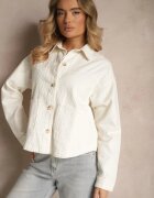 elsa.m by may Jachetă albă din bumbac croială tip cămașă cu buzunare și relief Leliora