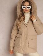 elsa.m by may Jachetă Bej Croială boxy cu Blană Detașabilă Bastebius