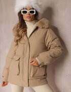 elsa.m by may Jachetă Bej Croială boxy cu Blană Detașabilă Bastebius