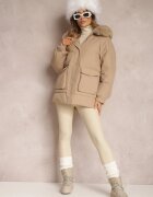 elsa.m by may Jachetă Bej Croială boxy cu Blană Detașabilă Bastebius