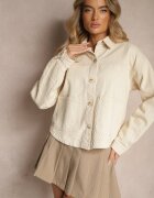 elsa.m by may Jachetă bej din bumbac stil cămașă cu buzunare și ștanțare Leliora