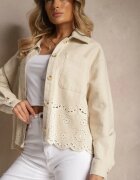 elsa.m by may Jachetă Bej Perforată cu croială tip cămașă cu buzunare Leniera