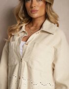 elsa.m by may Jachetă Bej Perforată cu croială tip cămașă cu buzunare Leniera