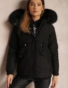 elsa.m by may Jachetă Neagră Croi boxy cu Blană Phylereia