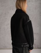 elsa.m by may Jachetă Pilot Neagră cu Blană Artificială de Miel Phaerehe