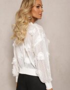 elsa.m by may Kardigan Alb cu broderie ajurată florală Barimona