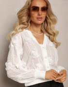 elsa.m by may Kardigan Alb cu broderie ajurată florală Barimona