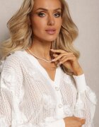 elsa.m by may Kardigan Alb cu broderie ajurată florală Barimona
