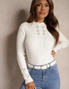 elsa.m by may Maletă Albă cu dungi cu zirconii la mâneci și decolteu Felindra