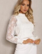 elsa.m by may Maletă Albă cu inserții din plasă pe mâneci Yelira